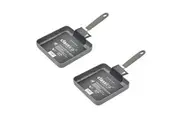 2PK Classica Mini Grill Square Pan Non-Stick Cooking Frypan w/ Handle 14cm Grey