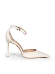 White Patent Ankle Strap Pumps