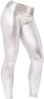 [ANZEE DISCOVER THE NEW YOU] ANZEE Girls Full Length Elastic Waist Metallic Shiny Disco Leggings - Kids Childrens Wet Look Comfortable Stretchy Tights Pant for Party & Sports