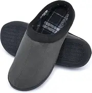 [LORDFON] Memory Foam Mens Slippers Slip-On Comfy House Slippers for Men Indoor Outdoor Non-Slip Warm Winter Men’s Bedroom Slippers Size