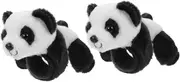 WEKAMOS 2 pcs Plush Panda Animal Slap Bands Comfortable Slap Bracelets for Jungle Theme Parties School Events Birthday Favors Adorable Wrist Decor