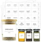 184 Spice Jar Labels, Minimalist Preprinted White Sticker Black Text, Waterproo