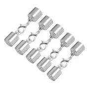 5Pcs Cord End Cap 9.5mm ID Silver Copper Column Barrel End Cap for DIY Tassels