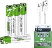 STEPMAX 4 Pack USB Rechargeable AAA Batteries 750mWh 1.5V with USB Type C Charger Cable, 1.5H Fast Charging, 1200 Cycle Lifespan Lithium AAA Batteries
