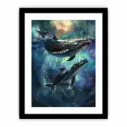 Whale Couple Framed print Art Poster