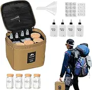 Vibhgtf Camping Organizer - Storage Bags with 8 Empty Bottles - Bottle Holder with Bottle, Perfect for Camping, Hiking, BBQ
