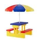 Keezi Kids Outdoor Table and Chair Set Picnic Bench Umbrella Children Indoor New