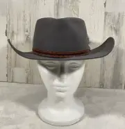Akubra Snowy River Pure Felt Hat Gray Western Rodeo Made In Australia 57 NWT