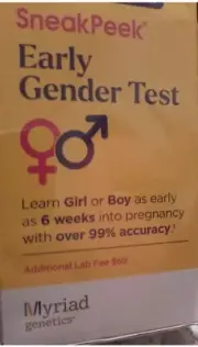 Myriad Genetics SneakPeek Early Gender Test Exp: 10/24/2025