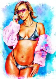 Jada Stevens Actress Model Celebrity 2/5 Art ACEO Print Card By:Q Pose 3