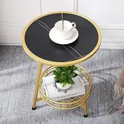 Exquisite Modern Black Marble Coffee Table for Living Room Office B Round Sofa Side Table with Wrought Iron Base