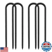 12inch Rebar Stakes, 4 Pack U Hook Ground Anchors, Heavy Duty Rust Proof Coat