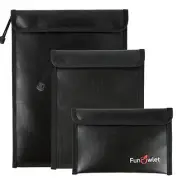 Fireproof Waterproof Money Document Bag - 3 Pack Safe Upgraded Zipper Bags, F...