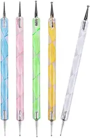 5PCS 2 Ways Dotting Nail Designs Marbling Handle Nail Art Dotting Pen Painting Brush Tools 13cm zhengpingpai