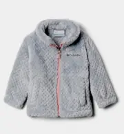 Columbia Girl's Fire Side Sherpa Full Zip Jacket Gray Pink XL New With Tags