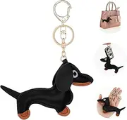 [Giantree] Leather Dachshund Keychain, Dachshund Keychain Bag Pendant Key Chain Cute Puppy Dog Charm Gifts