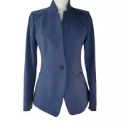LOFT Blazer Women's 0 Zero Medium Blue One Button Academia Jacket Lined New