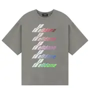 [We11done] Grey Multilogo Print T-Shirt