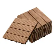 NNEAGS 11 pcs Coffee DIY Wooden Composite Decking Tiles Garden Outdoor Backyard