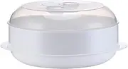 U/ D Microwave Food Steamer Cooking BPA Free Heating Steamer Dish Veggies Fish Cookware Portable for Home Kitchen Cooking Pots (L 1 Tier)