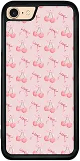 Axulimin Cute Pink Cherry Bow Ribbon Phone Case for iPhone SE iPhone 8 iPhone 7 Case for Teen Girls Women Kids Girls -4.7Inch