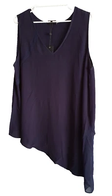 BNWT Womens Sz 20 Autograph Live Unlimited Navy Chiffon Sleeveless Tunic Top