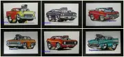 (6) Six Chevrolet Chevy Muscle Machines Art Prints Rohan Day 11" by 17"