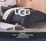 UGG Devon Twin/Twin XL Navy Blue Comforter Set 66”x90” New