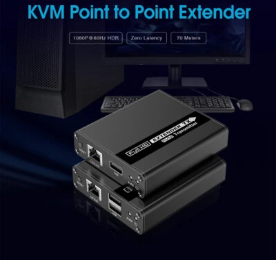 4K HDMI + USB KVM Extender Over CAT5e/6 Cable 1080P ZERO LATENCY Up to 70M 230FT