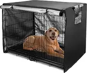 Dog Crate Cover 49 inch - Double Door, Dog Kennel Indoor, Waterproof Dog Kennel Cover with Air Vent Window, for Indoor/Outdoor Most Wire Dog Crate(Black)