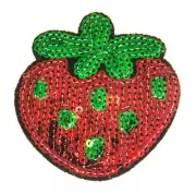 STRAWBERRY Sequin Embroidered Patch Sew Iron-On Patch Ready Made New