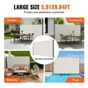 Retractable Side Awning 180x300cm Waterproof Patio Privacy Screen UV30 Beige