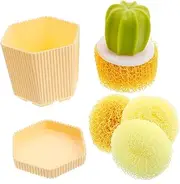 1 Set Cactus Shaped Kitchen Cleaning Brush Set with Handle Detachable Ball Versatile Dish Pot Scrubbing Tool for Stain Removal Ergonomic Design for Home Use