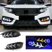 FISHBONE LED DRL COB Angel Eyes Fog Signal Light For Honda Civic Sedan 2016-2018