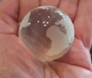 Art Deco Crystal Globe Paperweight 40mm 1.5" Glass World Map Ball Decor & Stand