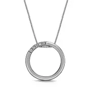 Natural Diamond Accent Circle Pendant in Sterling Silver
