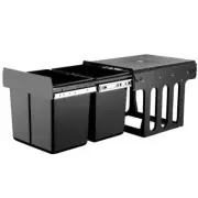 2x15L Pull Out Bin - Black Rubbish Bin Kitchen Tidy
