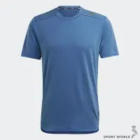 在飛比找Yahoo!奇摩拍賣優惠-Adidas 男短袖上衣 排汗 修身 藍【運動世界】HS74
