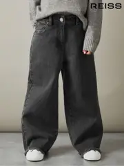 Reiss Grey Grayson 9-13 yrs Wide Leg Frayed Jeans (E63236) | $115