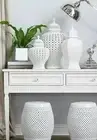 Elegant White Satin 2 Drawer Console Hallway Display Table with Chrome Handles