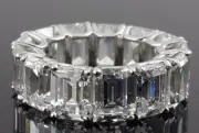 6.50 Ct Emerald Cut White Diamond Wedding Jewelry Band Ring 925 Sterling Silver