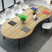 LYXWGRZD Small Meeting Table, 62.9" Conference Table, Training Table with Metal Legs, Seminar Table for Office Meeting Conference Room(Wood Color)