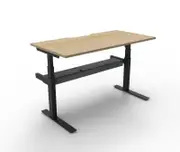 RAPIDLINE NEW PARAMOUNT ELECTRIC SINGLE HEIGHT ADJUSTABLE WORKSTATION No Screen 1 Person W1500 x D750 x H655-1259mm Natural Oak/Black