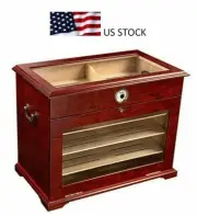 300-400 Count Counter Top Display Humidor Cigar Storage Large Box Cherry Wood