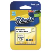 Brother M Series Tape Cartridge for P-Touch Labelers 1/2w Black on White M231
