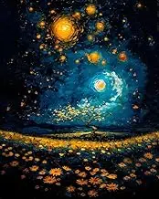 YarnMate Landscape Paint by Numbers for Adults,Starry Night Sky Paint by Number on Canvas,Acrylic Oil Painting by Numbers Kits for Beginner Gift Home Wall Decor 16x20 Inch