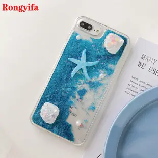 Iphone 7 8 6 6s Plus 手機殼美人魚流沙液體珍珠殼閃光 Bling TPU 手機殼保護套