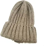 [YUN MENG] Knit Hat Keep Solid Color Simple Unisex Warm Any Size Head Comfortably (Color : Khaki, Size : One Size)