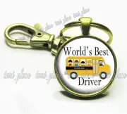 World's Best School Bus Driver Glass Key Chain Kids School Appreciation Gift