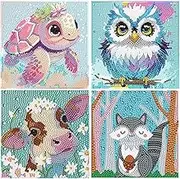 4 Pack 5D Diamond Painting Kits，Animal Diamond Art by Number Kits Arts and Crafts,DIY Full Drill Painting Kits for Home Wall Decor Girls Boys Adults Gifts 5.9X 5.9inch